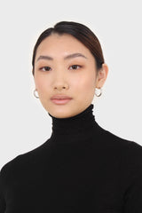 Black wool blended thin turtleneck top