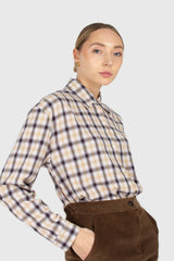 Beige and black plaid soft shirt
