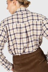 Beige and black plaid soft shirt