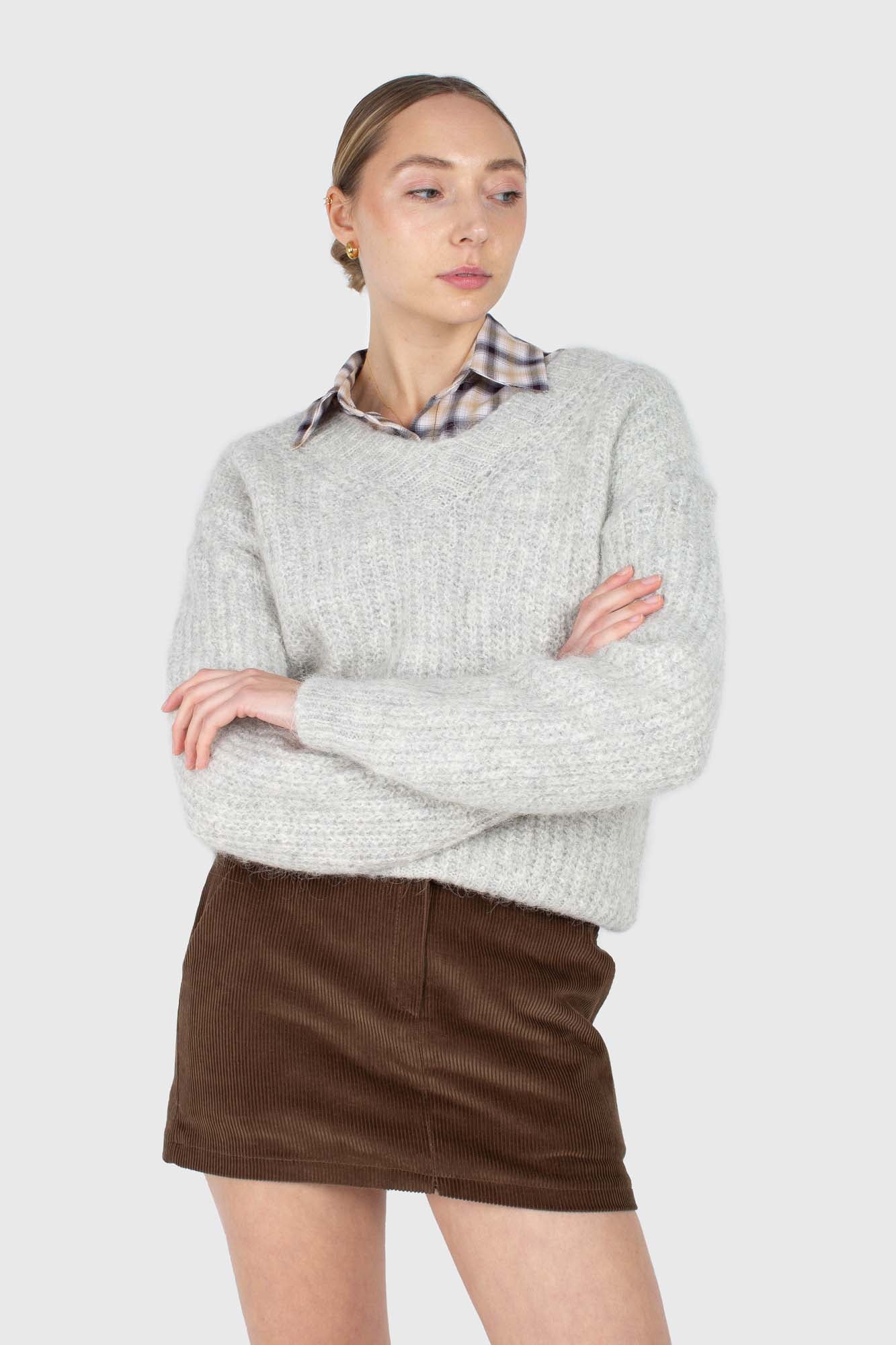Beige and black plaid soft shirt
