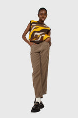 Beige corduroy loose fit trousers - 812