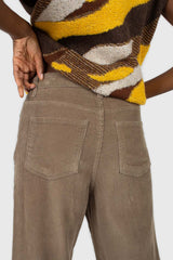 Beige corduroy loose fit trousers - 812