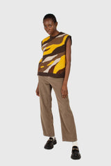 Beige corduroy loose fit trousers - 812