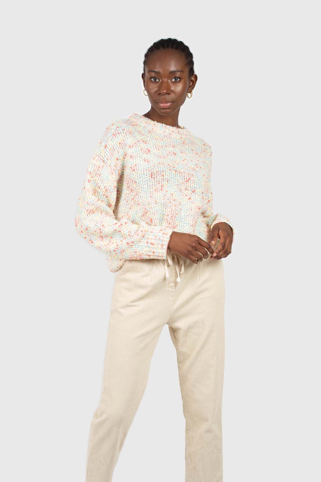 Pale pink mixed rainbow knit jumper