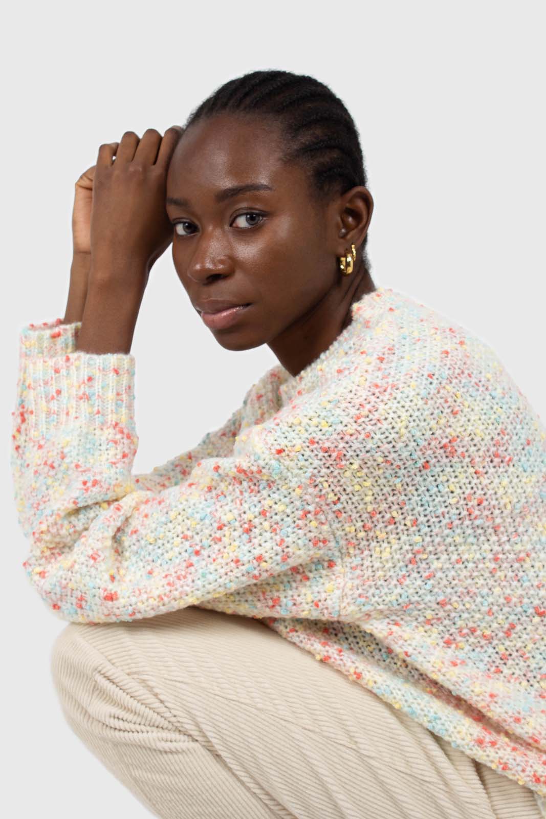 Pale pink mixed rainbow knit jumper