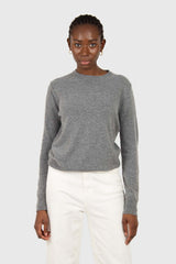 Grey cashmere blend crew neck knit top
