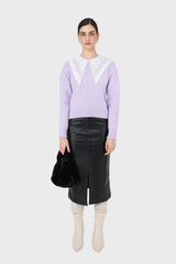 Black vegan leather midi skirt