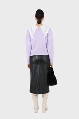 Black vegan leather midi skirt