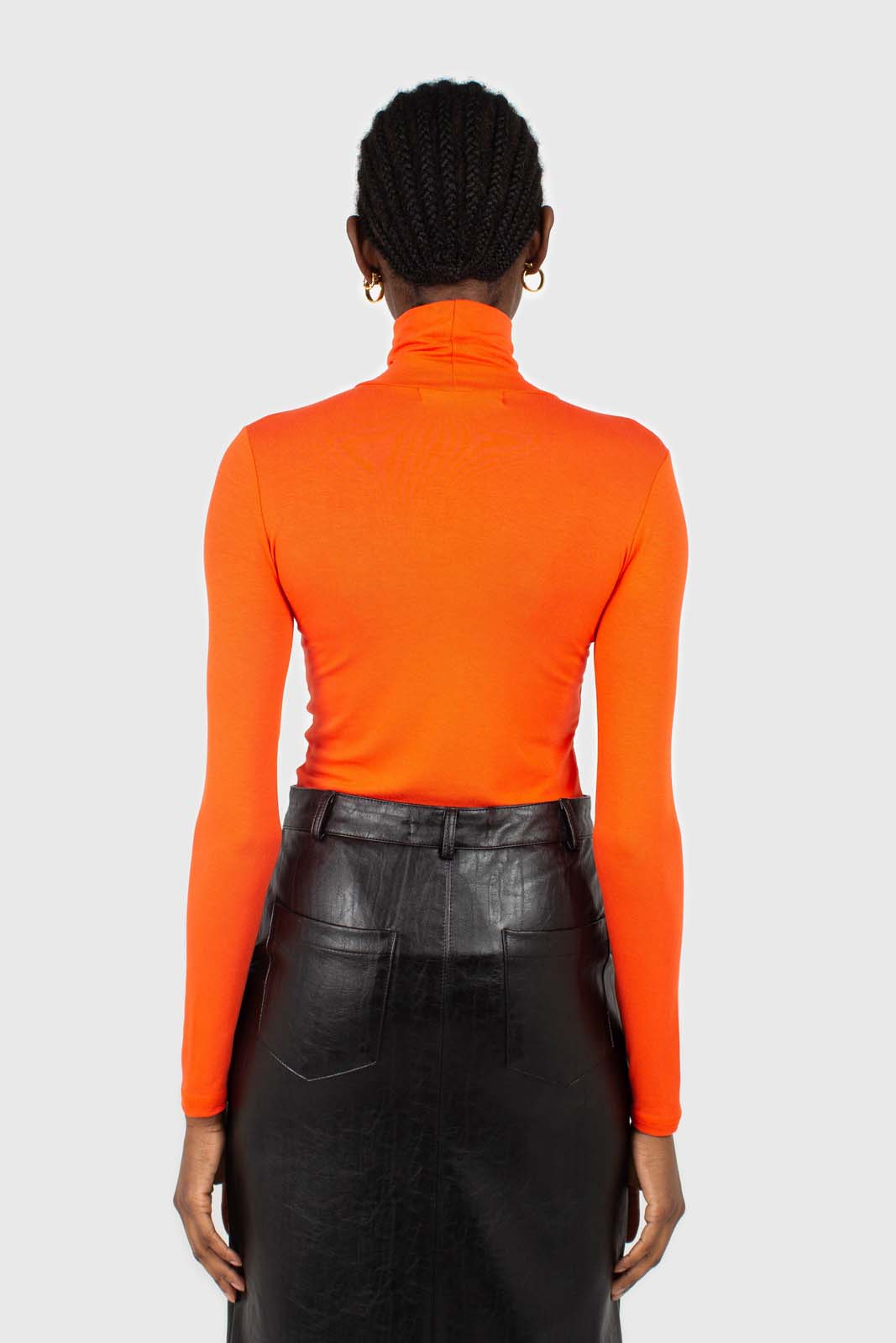 Black vegan leather midi skirt