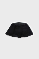 Black wrinkle velvet reversible bucket hat