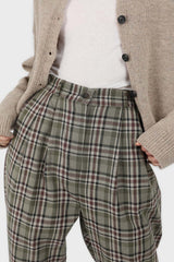 Khaki bold checked slim ankle trousers