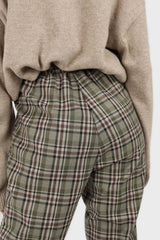 Khaki bold checked slim ankle trousers