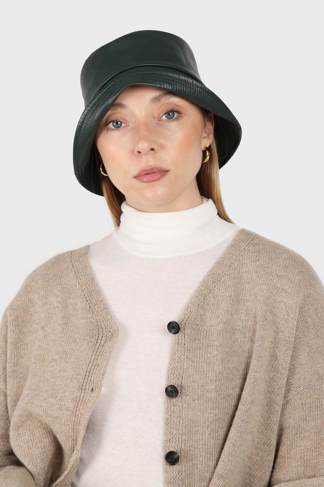 Light beige wool blend v-neck loose fit cardigan