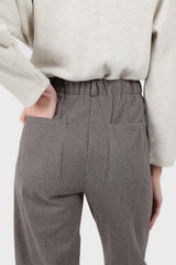 Beige and ivory houndstooth check trousers