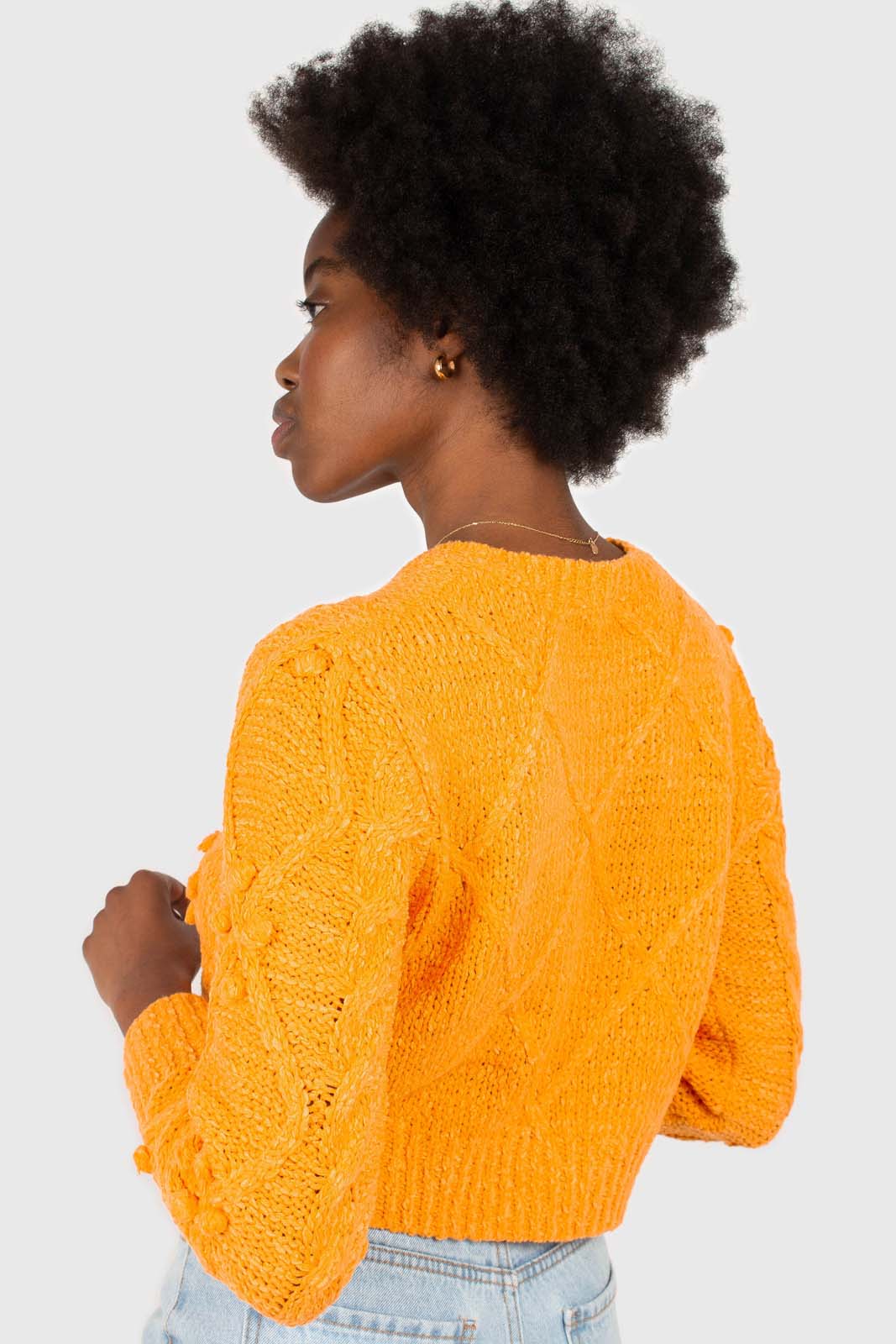 Bright orange bobble knit cardigan