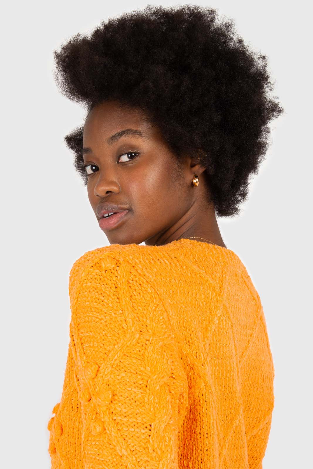 Bright orange bobble knit cardigan