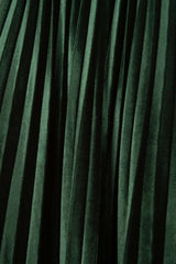 Green velvet pleated midi skirt