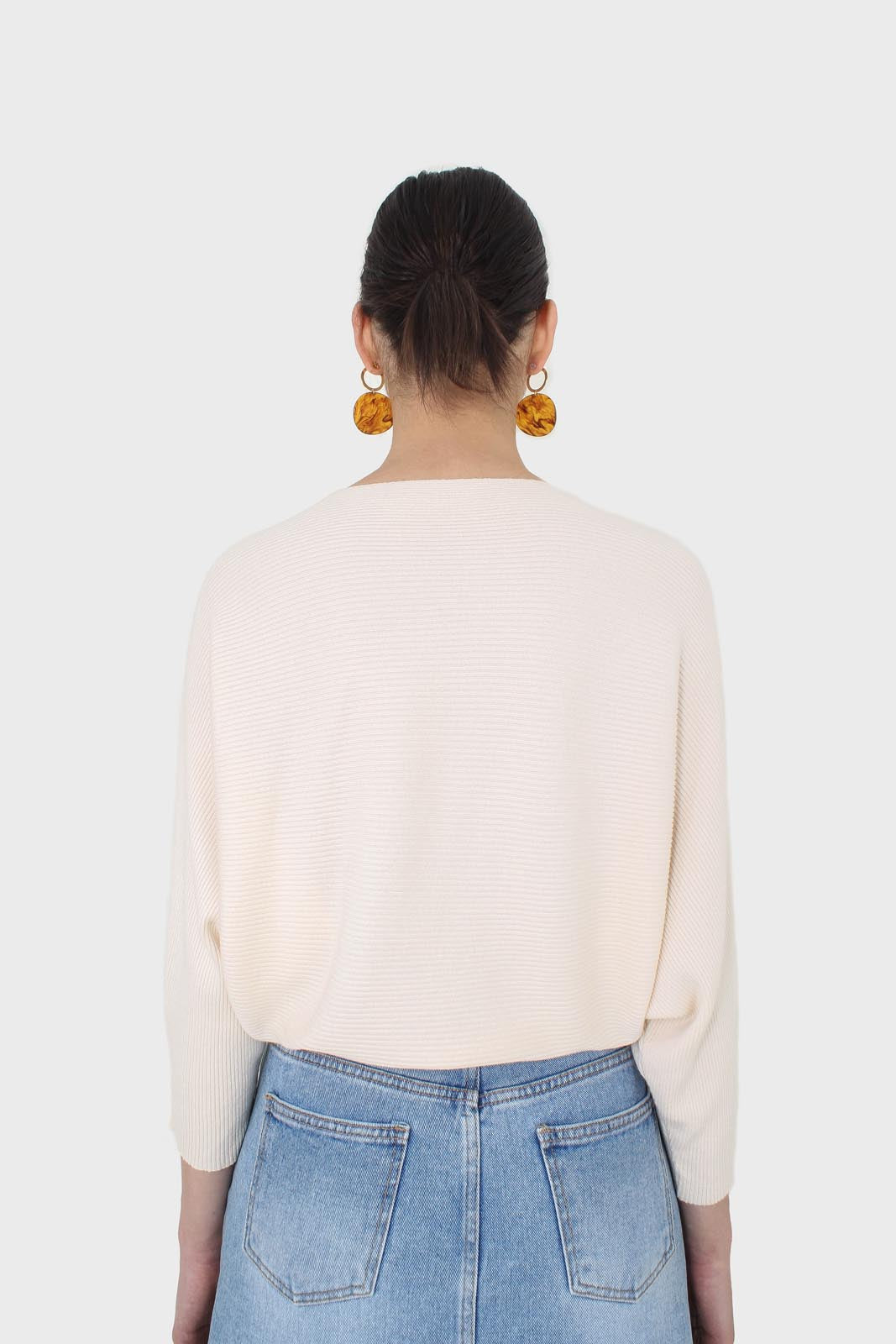 Ivory horizontal rib wide fit jumper