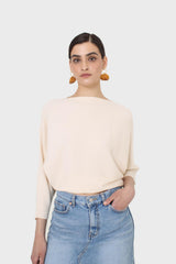 Ivory horizontal rib wide fit jumper