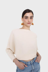 Ivory horizontal rib wide fit jumper