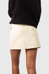 Ivory vegan leather mini skirt