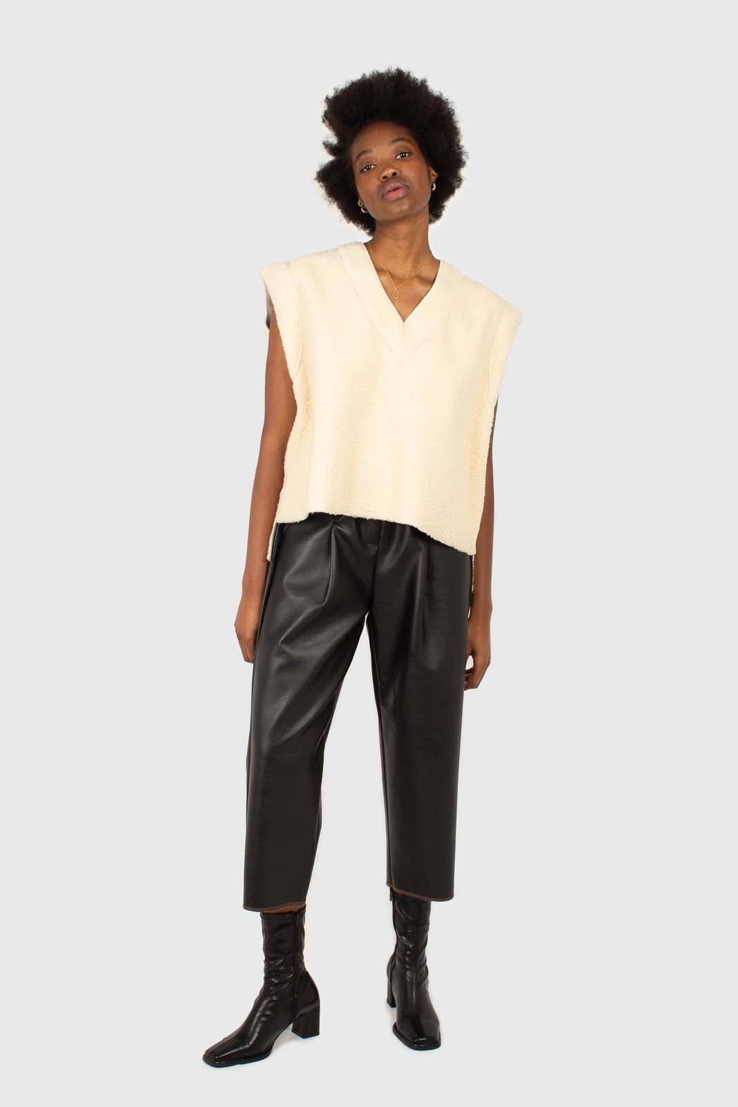 Ivory teddy oversized gilet