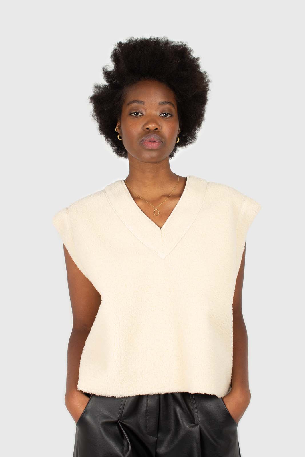 Ivory teddy oversized gilet