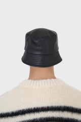 Black vegan leather bucket hat