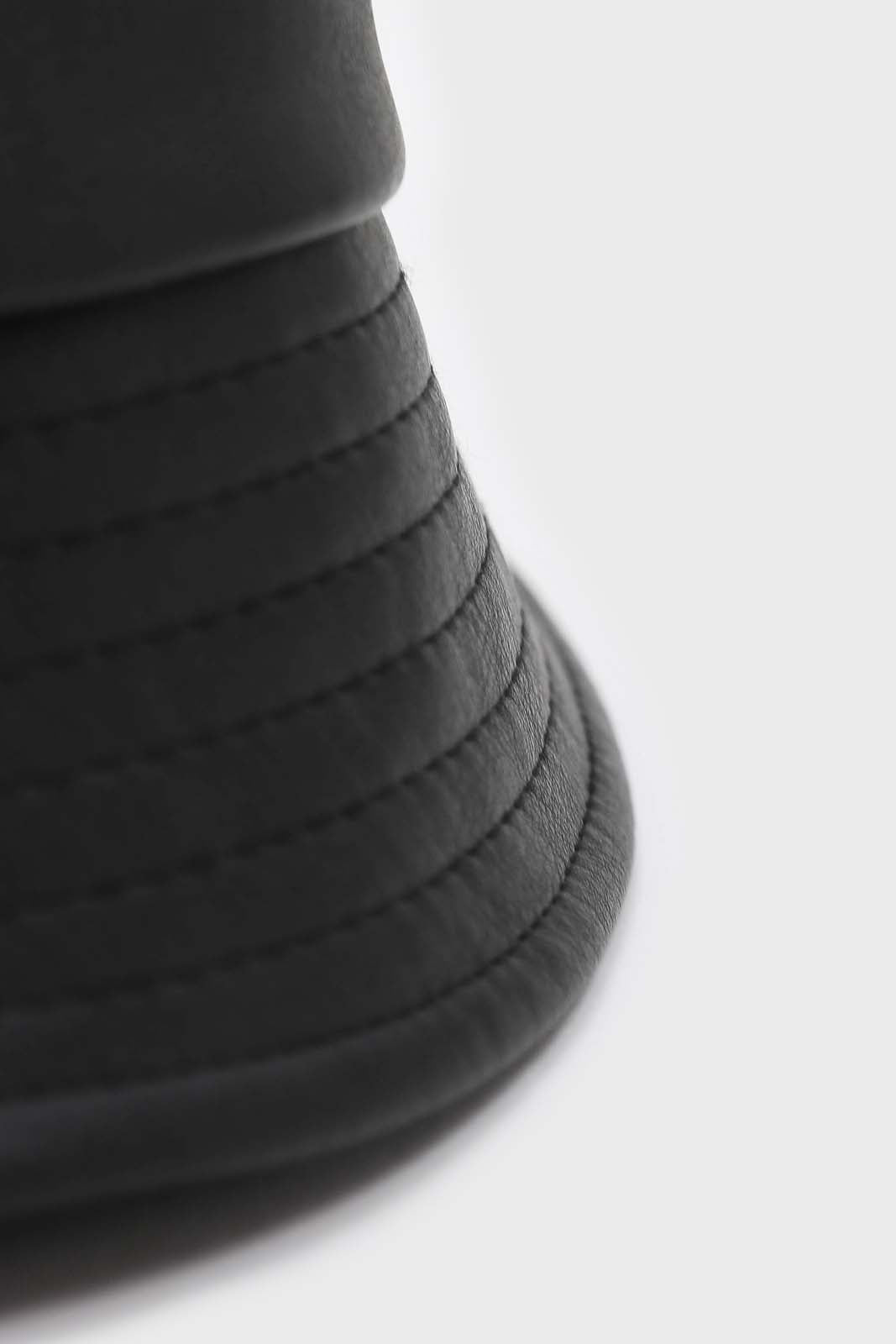 Black vegan leather bucket hat