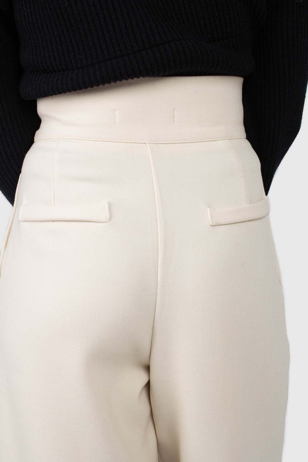 Cream double side button loose fit trousers