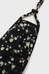 Black and white wild daisy print face mask