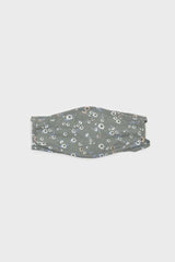 Khaki and white wild daisy print face mask