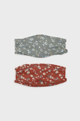 Khaki and white wild daisy print face mask