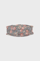 Blue and large pink floral print face mask
