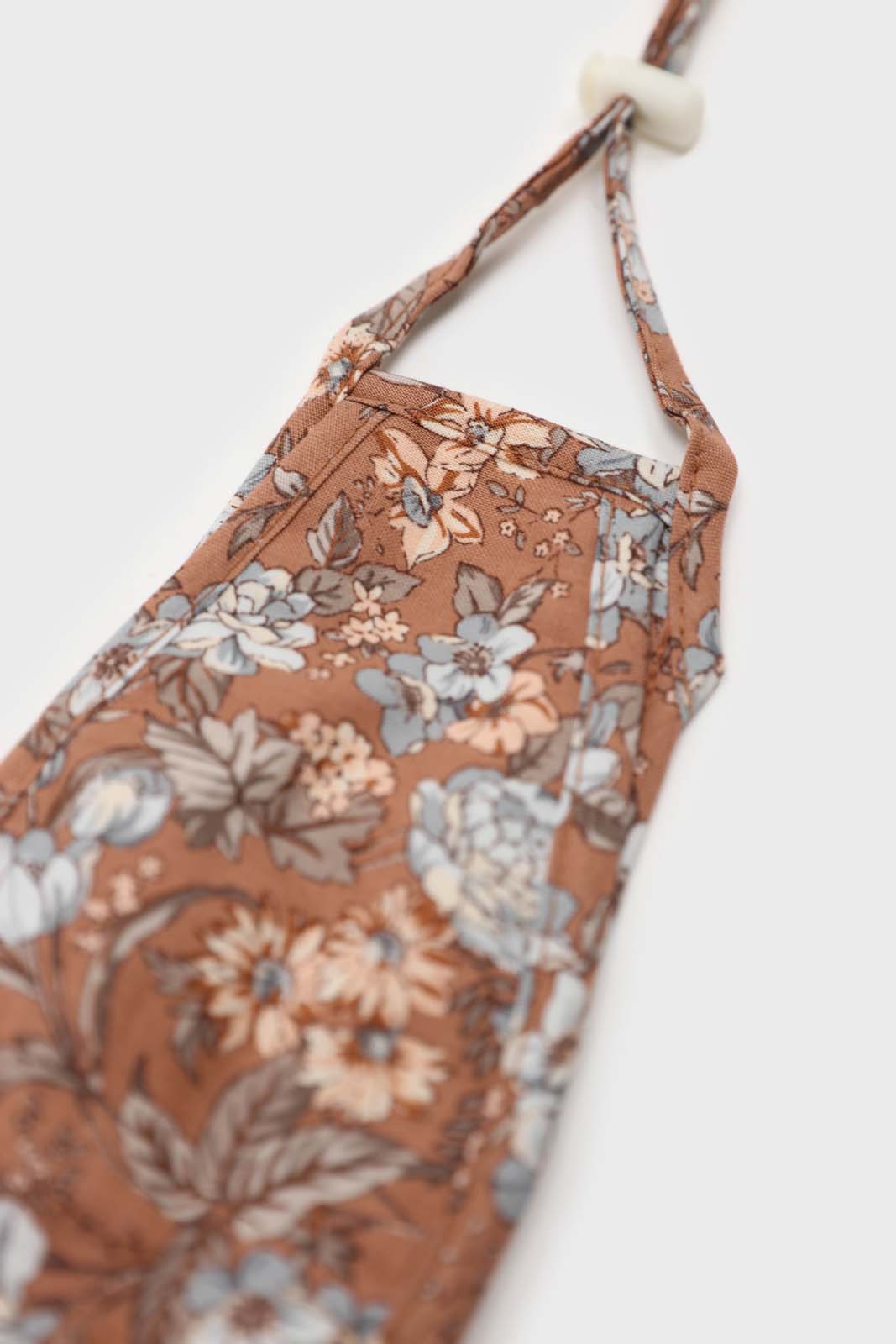Brown and large blue floral print face mask