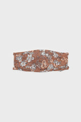 Brown and large blue floral print face mask