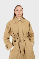 Dark beige single breasted hidden button trench coat