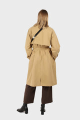 Dark beige single breasted hidden button trench coat