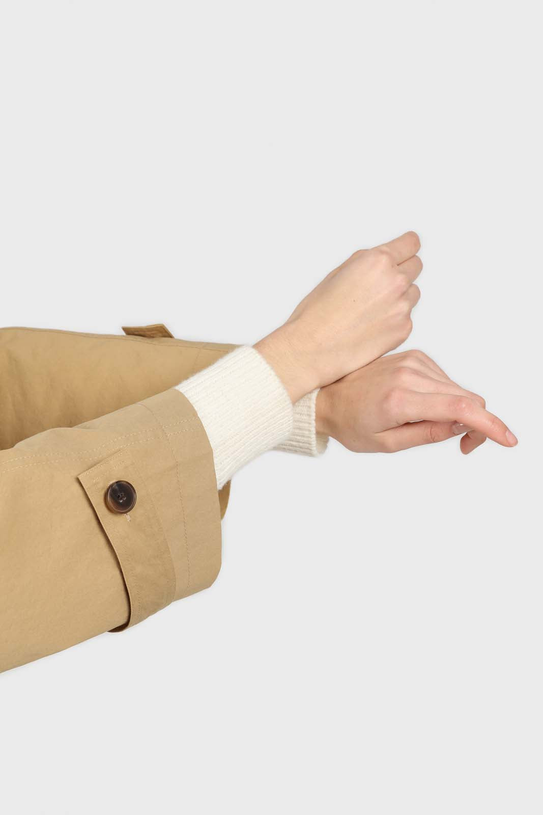 Dark beige single breasted hidden button trench coat