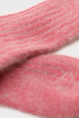 Pale red large ribbed angora socks