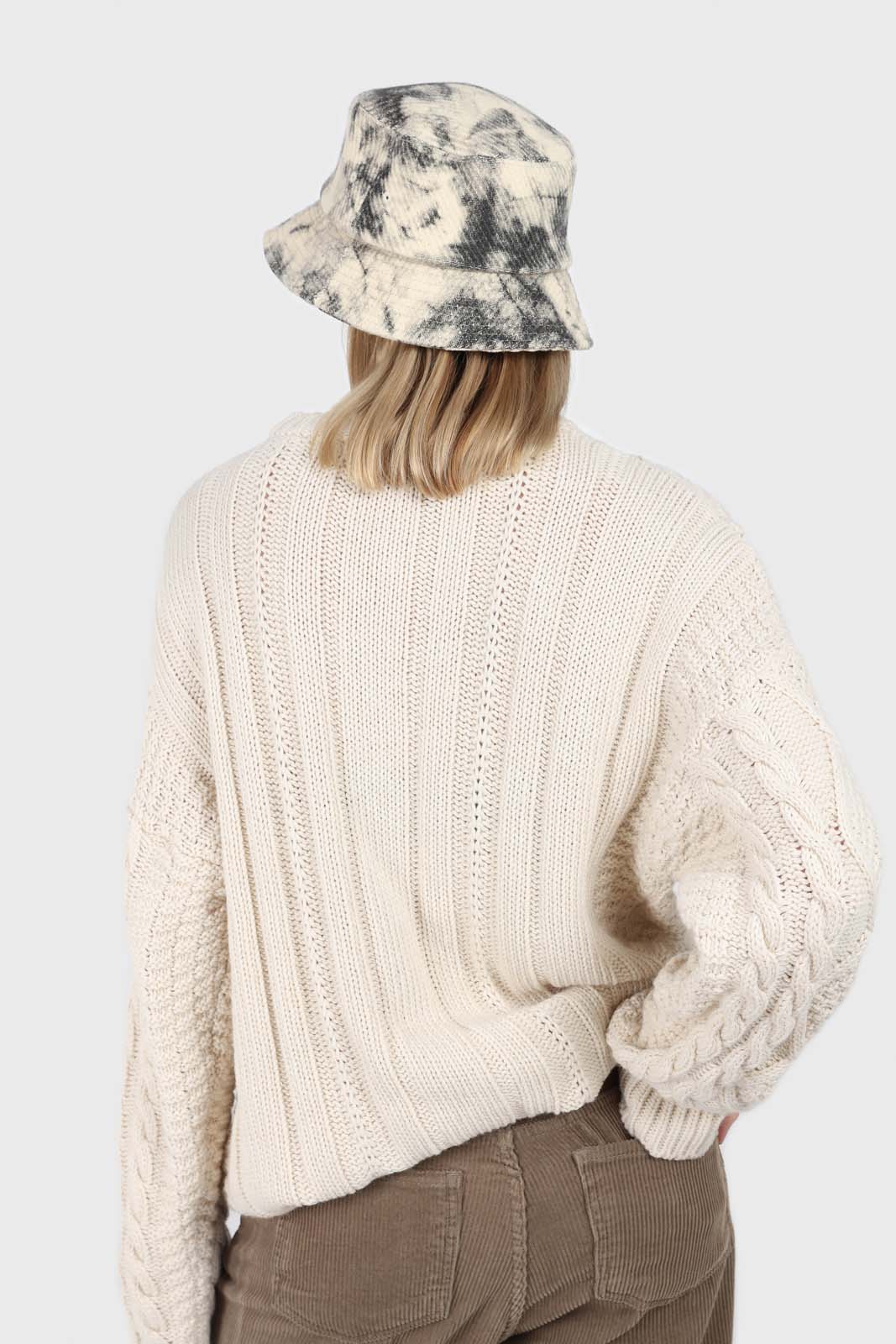 Ivory and black tie dye bucket hat