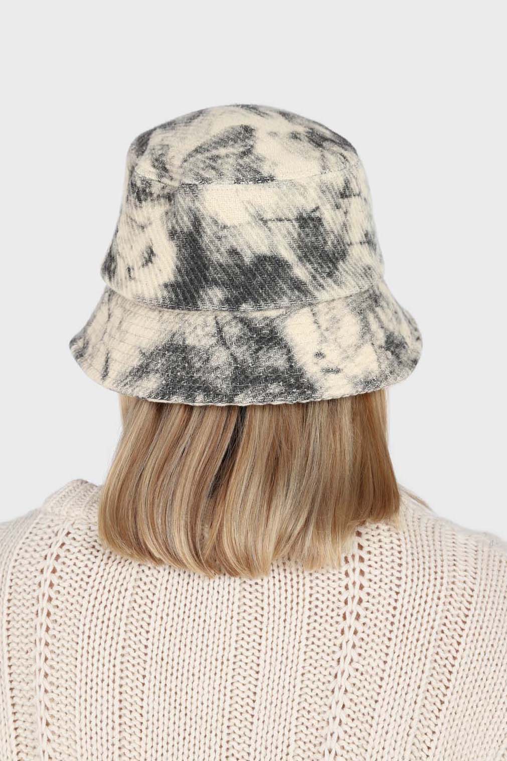 Ivory and black tie dye bucket hat