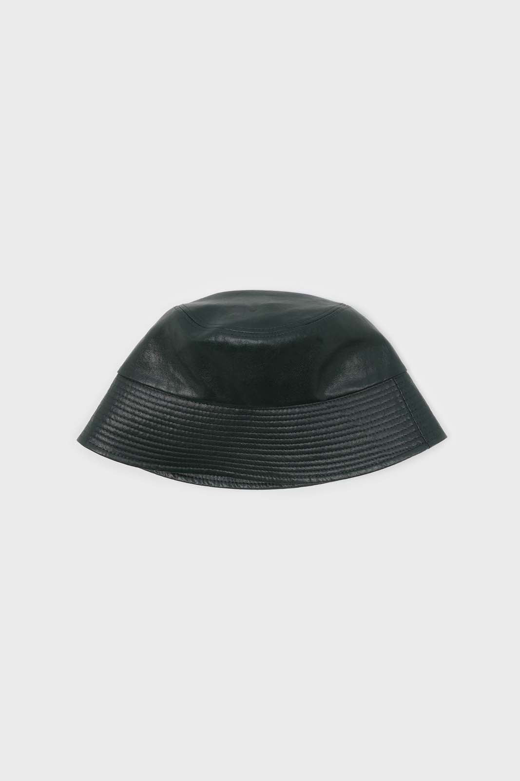 Green vegan leather bucket hat