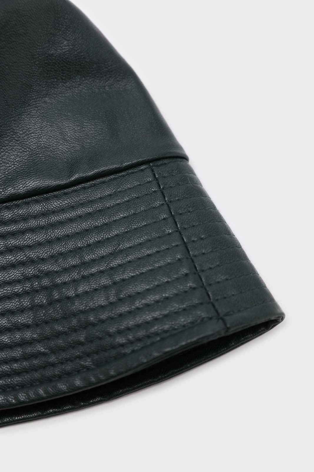 Green vegan leather bucket hat