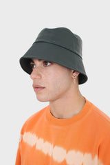 Green vegan leather bucket hat