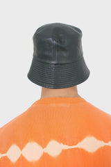 Green vegan leather bucket hat
