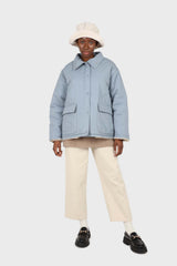 Blue teddy lined cinch back parka