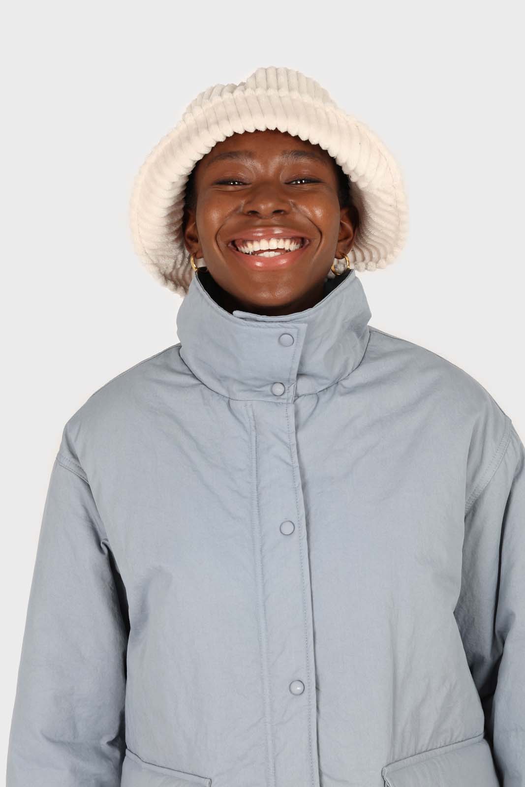 Blue teddy lined cinch back parka