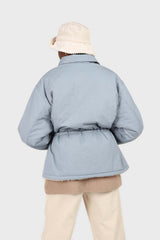 Blue teddy lined cinch back parka