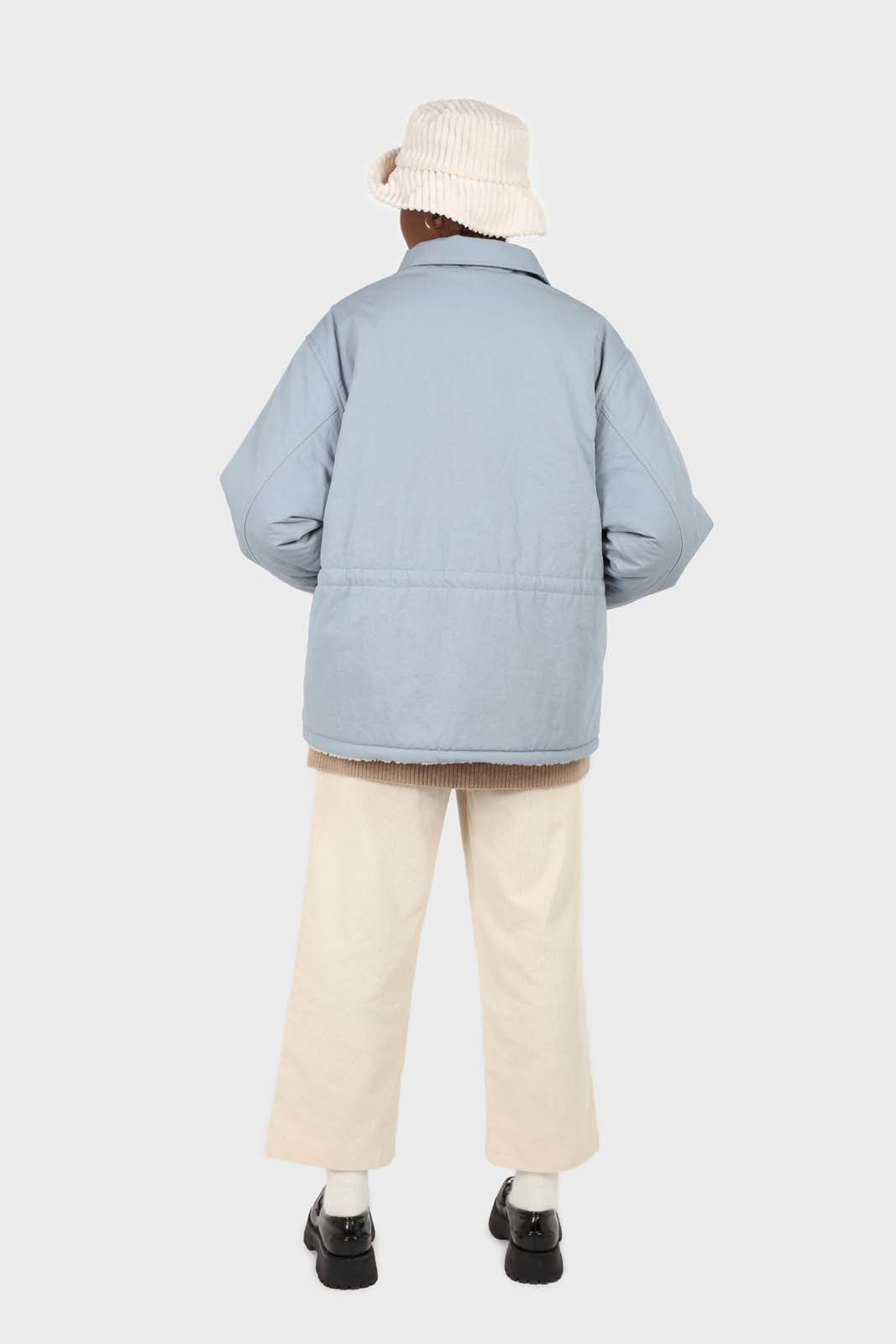 Blue teddy lined cinch back parka